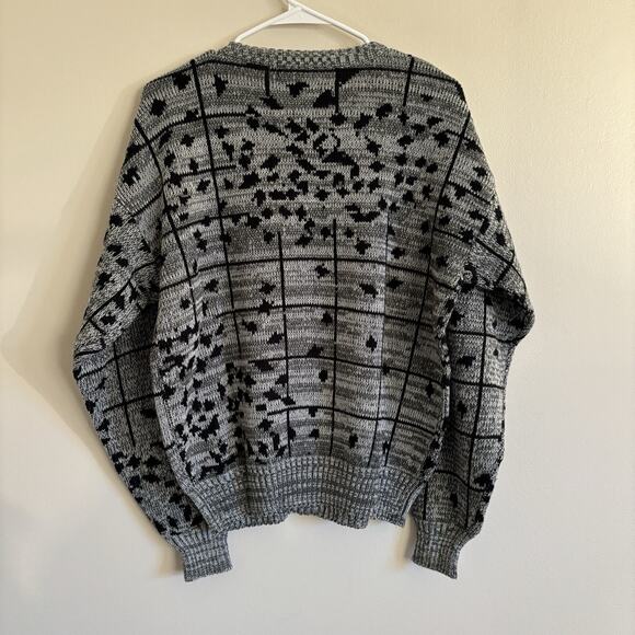 VTG Barnaby Crew Neck Sweater Geometric Black Gray Long Sleeve - Mens Size Med - Picture 5 of 8
